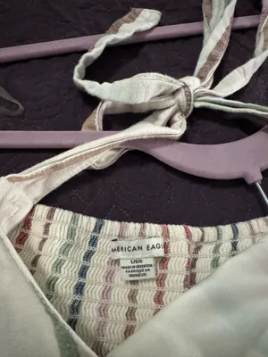 American Eagle Striped Halter Dress Linen thumbnail 5