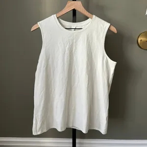 Lululemon Organic Cotton Crewneck Tank Top Size Large Bone thumbnail 2