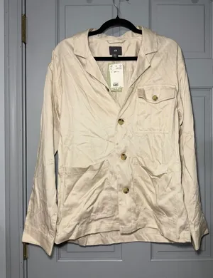 H&M Cream Button-Front Blazer Jacket oversized, could fit medium thumbnail 1