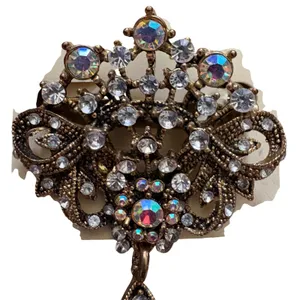 And Lovely Antique Gold Tone Aurora Borealis‎ Filigree Dangle Brooch Pin NWT thumbnail 3