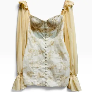 Oh Polly Under The Stars Floral Long Sleeve Corset Bustier Mini Dress Cream 4‎ S thumbnail 4