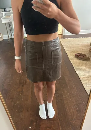 Very J Boutique Brown Leather Skirt thumbnail 1