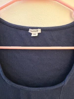 Garage Navy Scoop Neck Cropped Tee thumbnail 3
