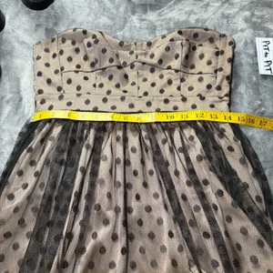 Fossil Polka Dot Tulle Mini Dress S Tan‎ Black Whimsigoth Homecoming Dark Fairy thumbnail 7