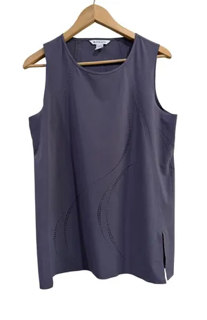 Athleta Refined Zephyr Laser Tank Purple Gray Perforated Activewear Top Medium thumbnail 1