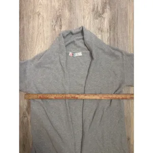 Free People Beach Gray Longline Open Front‎ Textured Knit Cardigan Sweater Small thumbnail 5