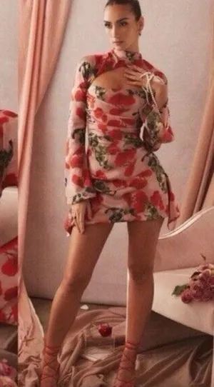 House Of CB Toira floral Satin Corset Mini dress Rose Print Valentine’s Day XS thumbnail 3