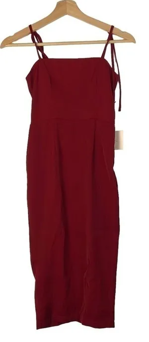 Superdown Red Square‎ Neck Strappy Bodycon Midi Dress XXS thumbnail 1