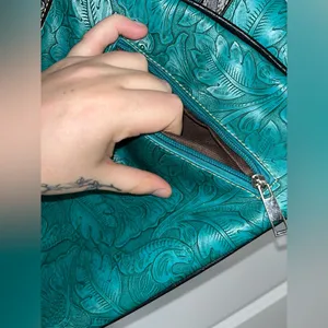 Tooled Leather Laser Cut Purse Feather Country Western Handbag Shoulder Bag thumbnail 6