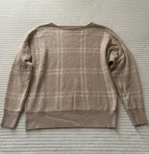 Cozy Plaid Crewneck Sweater - Beige / Cream Size S thumbnail 7
