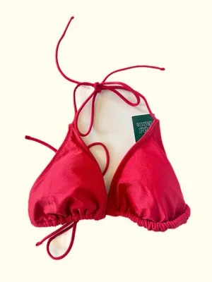 NWT Wild Fable Halter Triangle Bikini Top Swim Red Size Medium M 8-10 NEW thumbnail 1