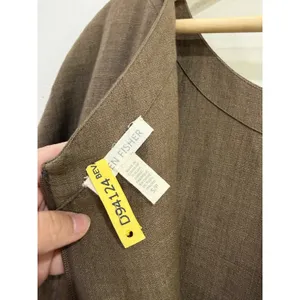 Eileen Fisher Brown Linen Blend Short Sleeve Pocket Shift Dress Sz S thumbnail 5