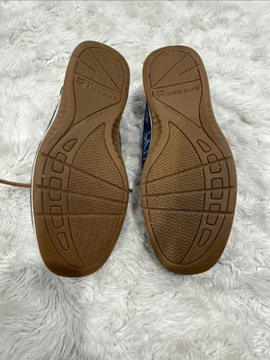 Sperry Navy Leather Boat Shoes loaders with Brown Laces Woman’s Size 6 thumbnail 5