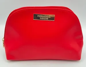 Ferragamo Parfums Red Cosmetic Bag Toiletry Pouch Travel Zip‎ Makeup Case 9x6” thumbnail 1