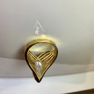 Gold Toned Crystal 'V' Chevron Ring Size 8 thumbnail 6