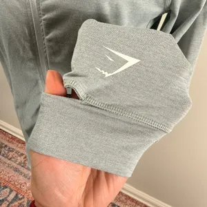 Gymshark Womens Grey Marl‎ Full Zip Training Hoodie Thumbholes GLTT4463 Large thumbnail 6