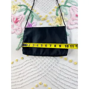 Vintage Black Rayon Satin Evening Bag Bow‎ Detail Formal Clutch Shoulder Bag thumbnail 7