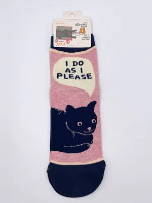 Blue Q Women's Novelty Ankle Socks "I Do As I Please" Cat Print Cattitude Cotton thumbnail 3