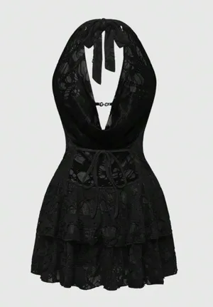 Romwe Black short mini dress thumbnail 2