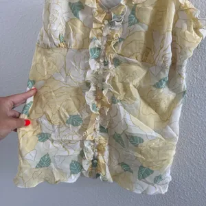 NWT Y2K Kenzie silk yellow rose ruffle cami tank top thumbnail 2