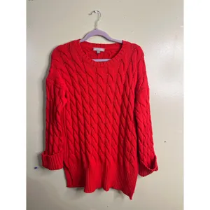 J. Crew Cotton blend cableknit side-slit crewneck sweater, style:Bm401, size s/m thumbnail 2
