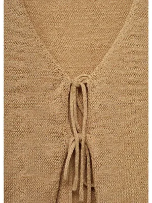 Mango Knitted Cardigan with Bow Jadore Gold XS thumbnail 6