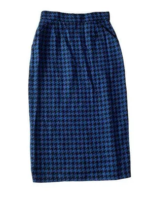 Long Houndstooth Pattern Pencil Skirt Blue Size 10 thumbnail 1