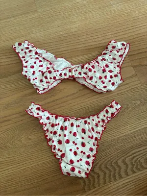 Frankie's Bikinis White and Red Strawberry Print Ruffle bikini thumbnail 5