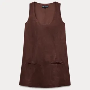 Zara Brown Suede Shift Mini Dress thumbnail 3