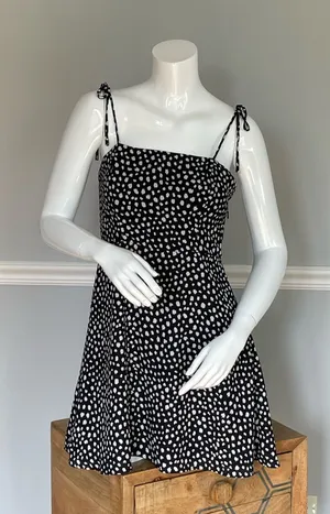 Lola Grace Black White Polka Dot Tie Strap Mini Dress Size S thumbnail 1