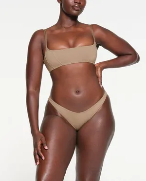 SKIMS NWT Micro Corset Bikini Top - Desert and Bottom cheeky tanga size S thumbnail 2