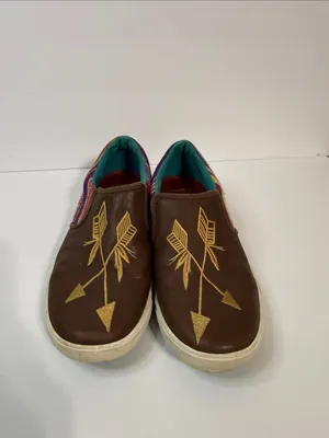 Twisted X Brown Leather Slip-On Sneakers with Gold Arrow Embroidery thumbnail 3