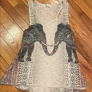Ginger G Multicolor Elephant Print Tank Top thumbnail 1