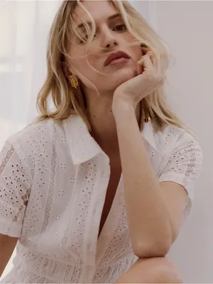 Hill House The Jamie Nap Dress in White Broderie Voile XS thumbnail 3