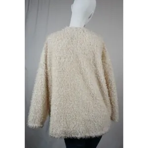 H&M Off White Poodle Fur Open Style Fuzzy Coat Size 8 (M) thumbnail 3