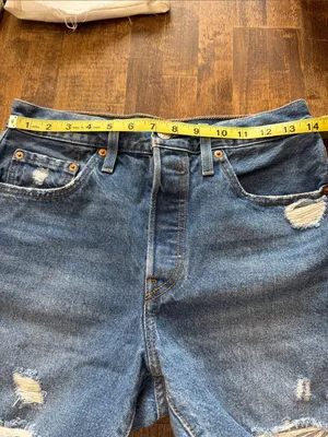 LEVI'S High-Rise Distressed Button-Fly Denim Midi Shorts 27 Classic Casual thumbnail 10