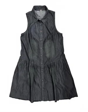 Free People Washed Black Denim Mini Dress Medium thumbnail 1