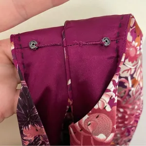 Tahari Dress Sheath Floral Botanical Leaves Lined Sleeveless Fuchsia Pink Purple thumbnail 10
