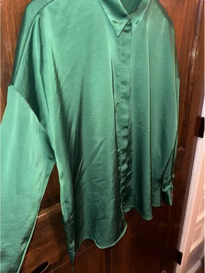 Zara Green Satin Effect Shirt thumbnail 2