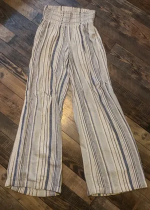 REWASH Pants Wide-Leg Elastic Waist Linen thumbnail 1