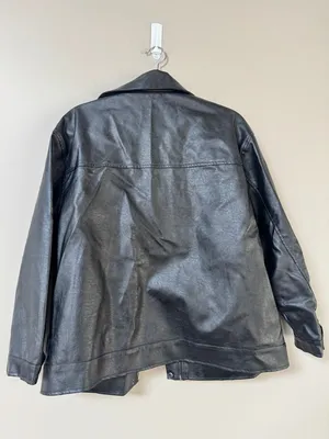 Princess Polly “Callie” Oversized Black Faux Leather zipped Jacket sz 4 thumbnail 12