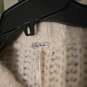 Free People Cream & Brown Patterned Crewneck Sweater thumbnail 4