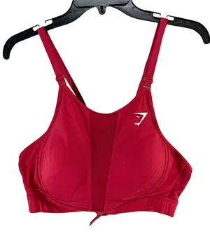 Gymshark Mesh Neckline Sports Bra‎ S Red Racerback High Impact Support Fitness thumbnail 1