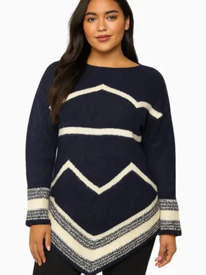 Lauren Ralph Lauren Wool Chevron Knit Tunic Sweater M thumbnail 1