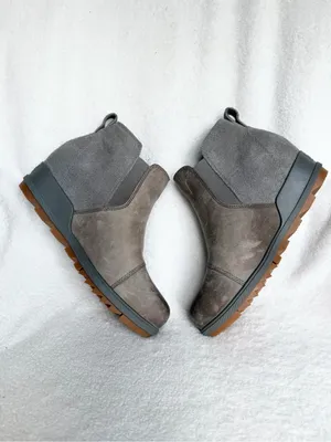 Sorel Evie 2 Chelsea Boots Gray Leather Hidden Wedge Lug Ankle Booties 6.5 thumbnail 5