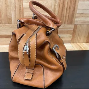 MICHAEL Michael Kors Brookville Update Cognac Brown Leather Medium Bowling Bag thumbnail 3