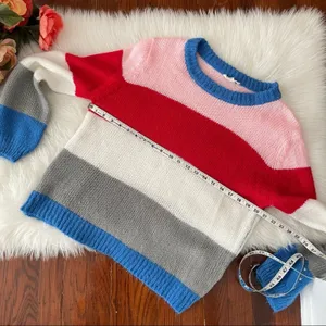 Prómesa Red Pink Stripe Sweater by Blue White Size s/m thumbnail 4