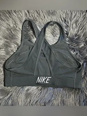 Nike Classic Swoosh Modern Women's Medium Support Sports Bra Black DRI-FIT SzM thumbnail 6