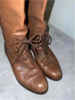 Vintage Half Lace Brown Riding Boots Size 7 thumbnail 2