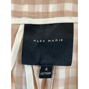 Alex Marie Pants Size 4 White Pink Gingham Lightweight Flare Leg Side Zip thumbnail 3